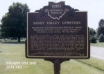Historical marker for Sandy Valley Cemetery in Ohio, detailing its significance and history.
