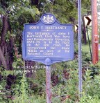 Historical marker for John F. Hartranft, detailing his service as a Civil War general and Governor of Pennsylvania from 1873 to 1878.
