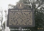 Historical marker dedicated to William H. Horsfall, detailing his service during the Civil War and his role as a drummer in Company D, 1st Kentucky Infantry.