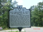 Historical marker for Pvt. Benjamin D. Levy, displaying his birth and death dates along with a brief description of his significance.